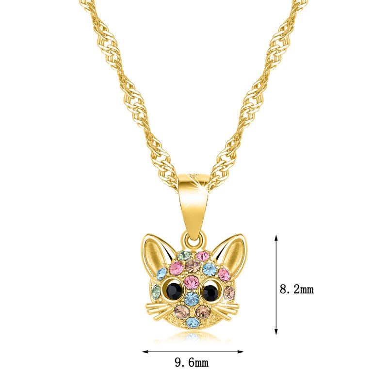 Srebrny naszyjnik łańcuszek z zawieszką kotek srebro 925 pozłacane dla dzieci