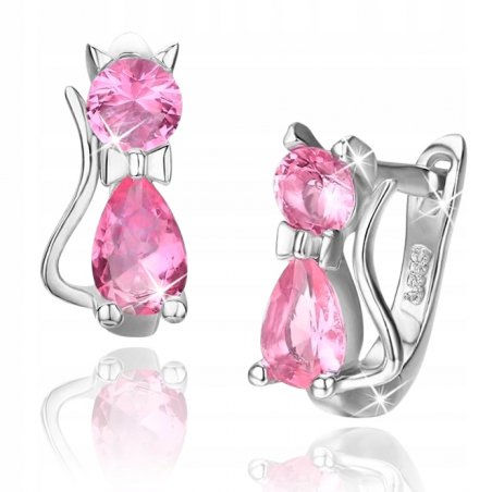 Kolczyki srebrne kotki 925 dla dziewczynki srebro 925