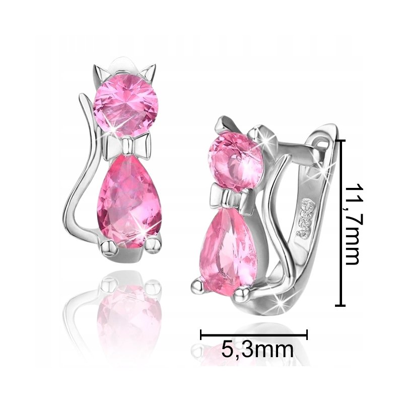 Kolczyki srebrne 925 dla dziewczynki kotki