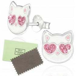 Srebrne kolczyki 925 dla dziewczynki kotki wkrętki