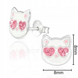 Srebrne kolczyki 925 dla dziewczynki kotki wkrętki