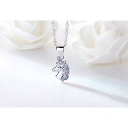 Naszyjnik srebrny 925 rodowany jednorożec - magiczny talizman
