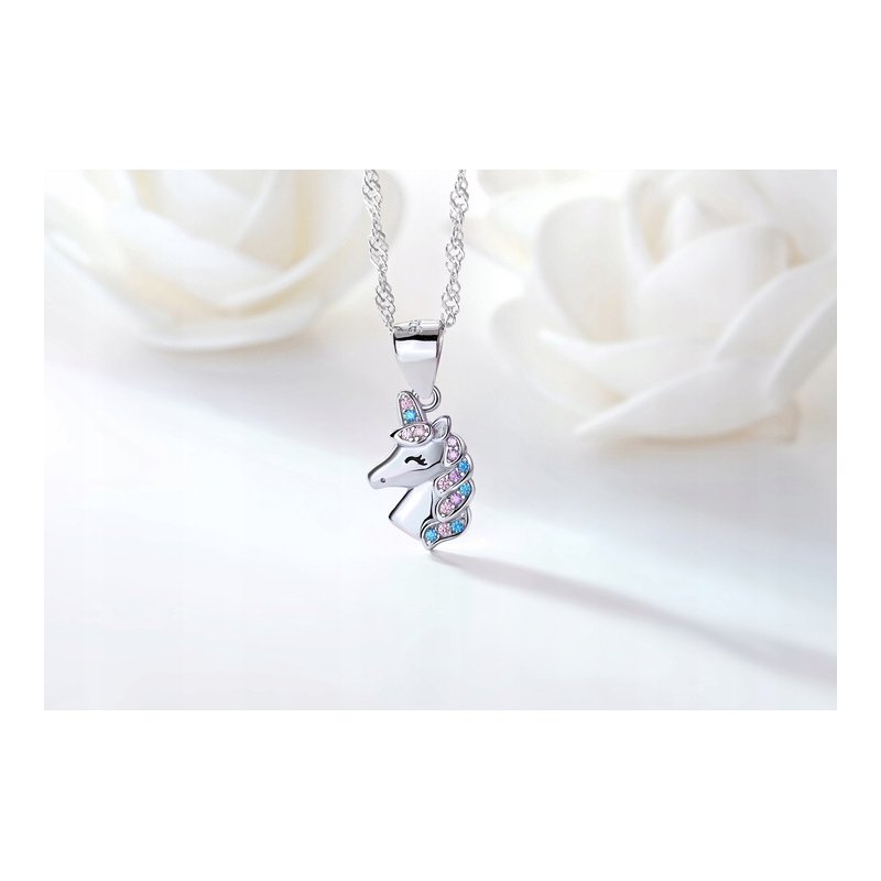 Naszyjnik srebrny 925 rodowany jednorożec - magiczny talizman