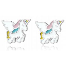 Srebrne kolczyki wkrętki dla dziecka jednorożec