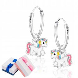 Srebrne kolczyki dla dziewczynki kółka jednorożce