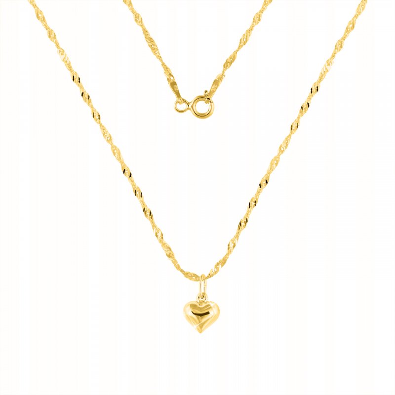 Srebrny naszyjnik łańcuszek damski serce pozłacany srebro 925 na walentynki