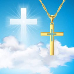 Srebrny łańcuszek naszyjnik krzyżyk krzyż komunia pozłacany srebro 925