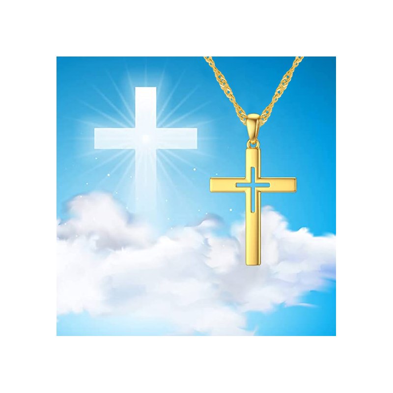 Srebrny łańcuszek naszyjnik krzyżyk krzyż komunia pozłacany srebro 925