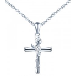 Naszyjnik srebrny krzyżyk krzyż łańcuszek damski komunia srebro próba 925