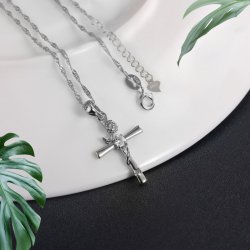 Naszyjnik srebrny krzyżyk krzyż łańcuszek damski komunia srebro próba 925