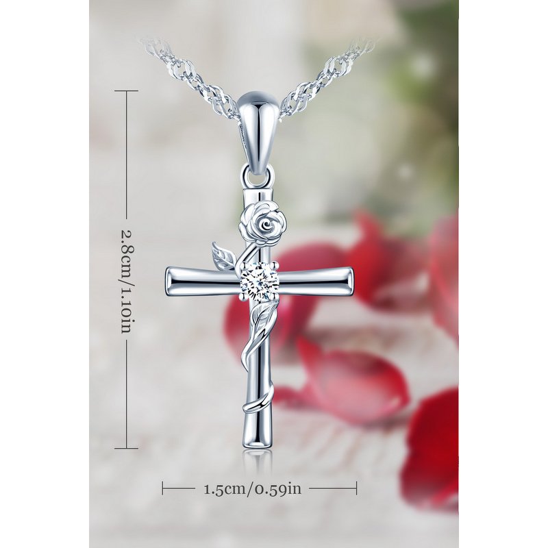Naszyjnik srebrny krzyżyk krzyż łańcuszek damski komunia srebro próba 925