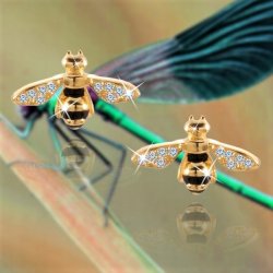 Srebrne kolczyki wkrętki sztyfty pszczółki srebro 925 pozłacane oryginalne