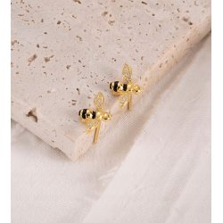 Srebrne kolczyki wkrętki sztyfty pszczółki srebro 925 pozłacane oryginalne