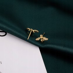 Srebrne kolczyki wkrętki sztyfty pszczółki srebro 925 pozłacane oryginalne