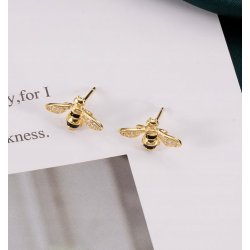 Srebrne kolczyki wkrętki sztyfty pszczółki srebro 925 pozłacane oryginalne