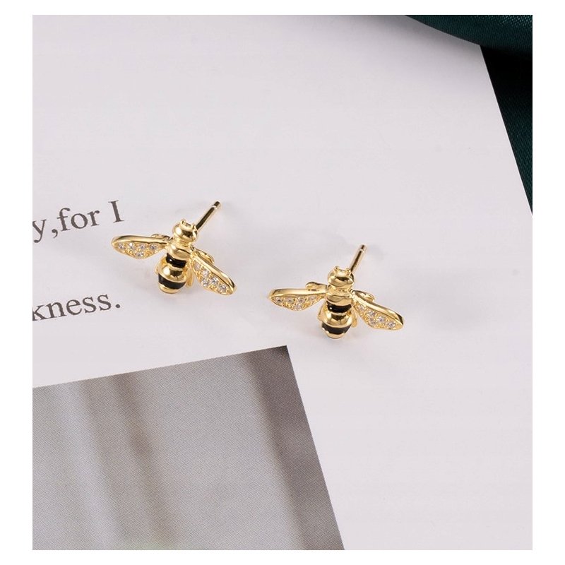 Srebrne kolczyki wkrętki sztyfty pszczółki srebro 925 pozłacane oryginalne