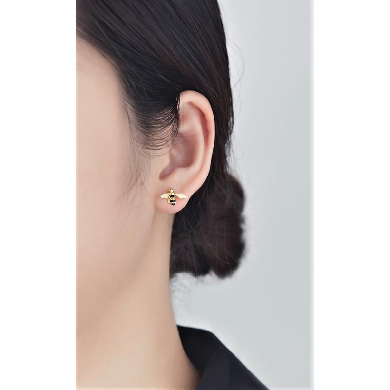 Srebrne kolczyki wkrętki sztyfty pszczółki srebro 925 pozłacane oryginalne