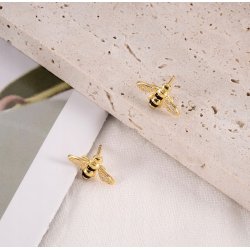 Srebrne kolczyki wkrętki sztyfty pszczółki srebro 925 pozłacane oryginalne