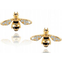 Srebrne kolczyki wkrętki sztyfty pszczółki srebro 925 pozłacane oryginalne