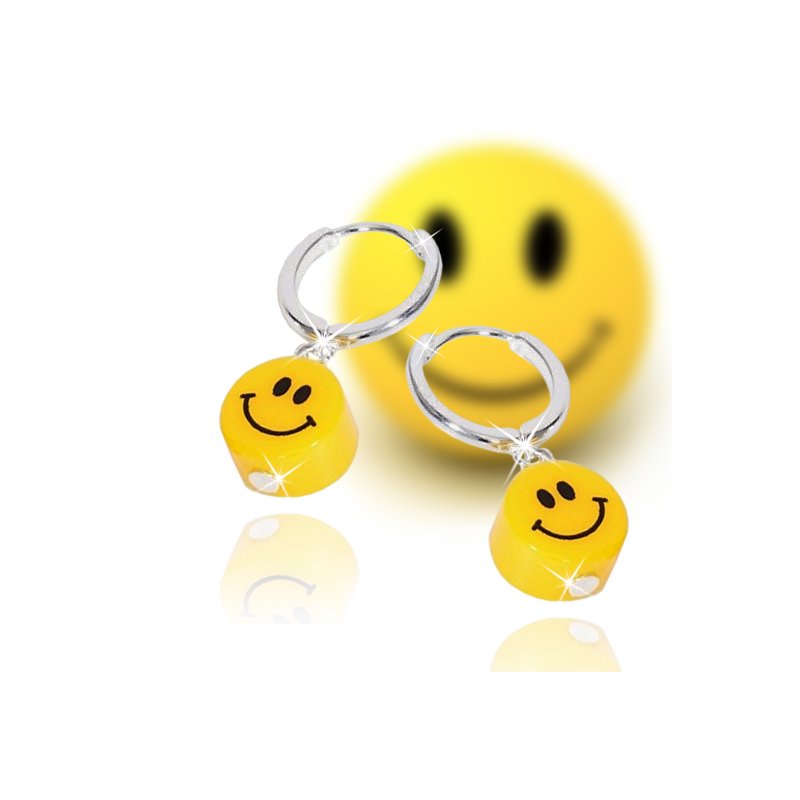Kolczyki srebrne emotikona emoji uśmiech angielskie