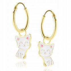 Srebrne kolczyki dla dziewczynki kotki srebro pozłacane próba 925