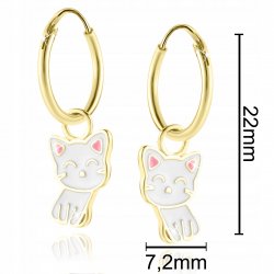 Srebrne kolczyki dla dziewczynki kotki srebro pozłacane próba 925