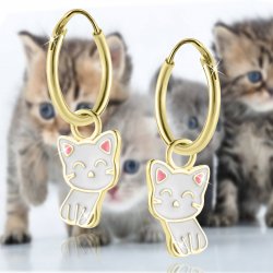 Srebrne kolczyki dla dziewczynki kotki srebro pozłacane próba 925