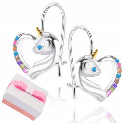 Kolczyki srebrne wiszące dla dzieci jednorożce