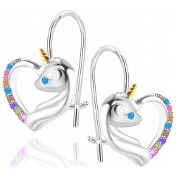 Kolczyki srebrne wiszące dla dzieci jednorożce