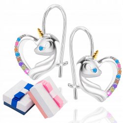 Kolczyki srebrne wiszące dla dzieci jednorożce