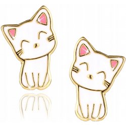 Srebrne kolczyki dla dziewczynki kotki srebro pozłacane 925
