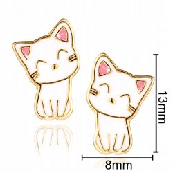 Srebrne kolczyki dla dziewczynki kotki srebro pozłacane 925