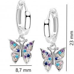Kolczyki wiszące motylki srebrne dla dziewczynki na prezent
