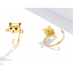 Modne srebrne kolczyki kotki srebro pozłacane próba 925 kolczyki dla kobiety