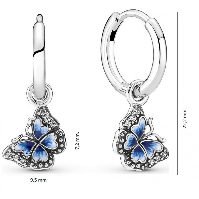 Kolczyki wiszące niebieskie motylki srebrne 925 - eleganckie i stylowe