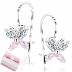 Piękne kolczyki srebrne motylki dla dziewczynki