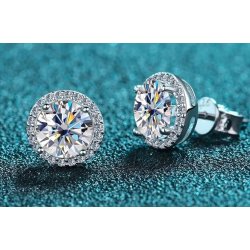 Kolczyki srebrne wkrętki sztyfty damskie srebro próba 925 rodowane okrągłe