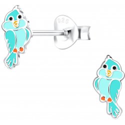 Kolczyki ptaszki srebrne dla dzieci srebro 925 sztyft