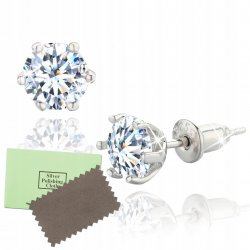 Męski srebrny kolczyk z białą diamentową cyrkonią