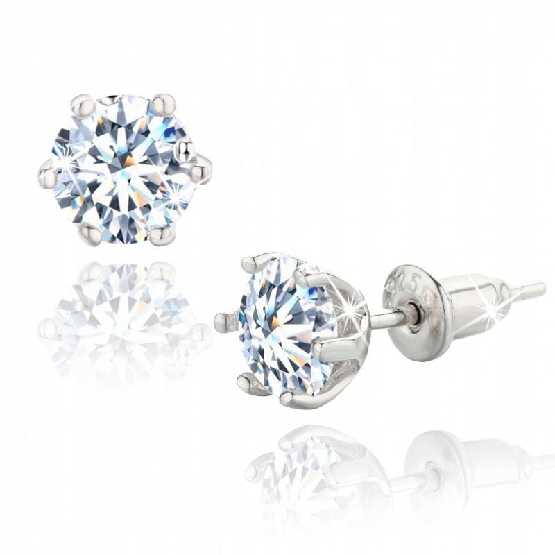 Męski srebrny kolczyk z białą diamentową cyrkonią