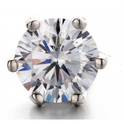 Męski srebrny kolczyk z białą diamentową cyrkonią