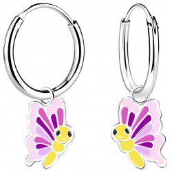 Kolczyki motylki srebrne dla dzieci wiszące koła