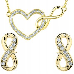 Srebrny komplet biżuterii serce nieskończoność