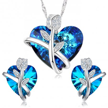 Komplet srebrnej biżuterii swarovski serca