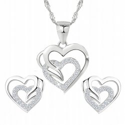 Komplet biżuterii srebrnej serce srebro 925 serca