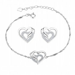 Komplet biżuterii srebrnej serce srebro 925 serca grawer