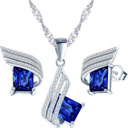 Komplet srebrnej biżuterii niebieskiej srebro 925