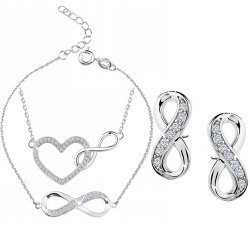Komplet biżuterii srebrnej nieskończoność srebro