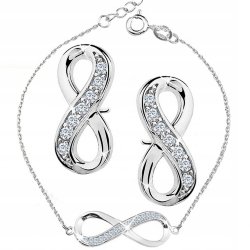 Komplet biżuterii srebrnej nieskończoność srebro