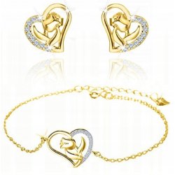 Komplet biżuterii srebrnej róże serca srebro pozłacane 925